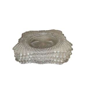 Set of 4 Westmoreland Square English Hobnail Clear Salad Round Base Plates